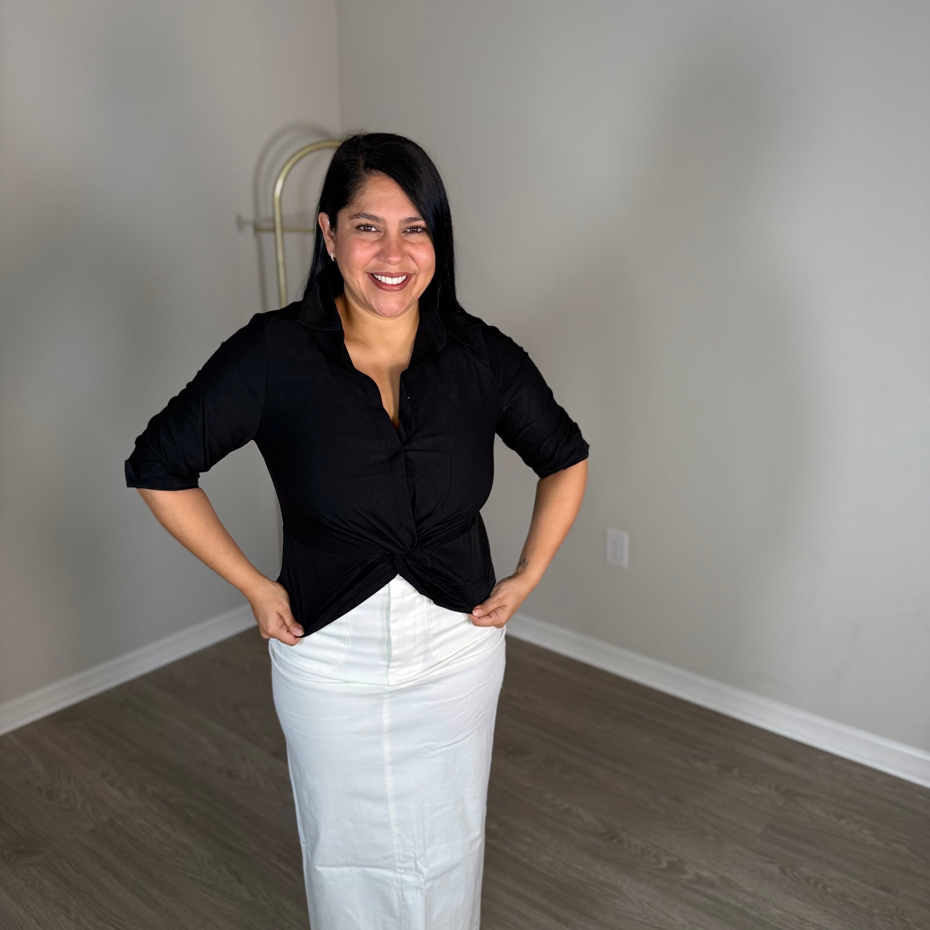 Sweetheart-neckline blouse