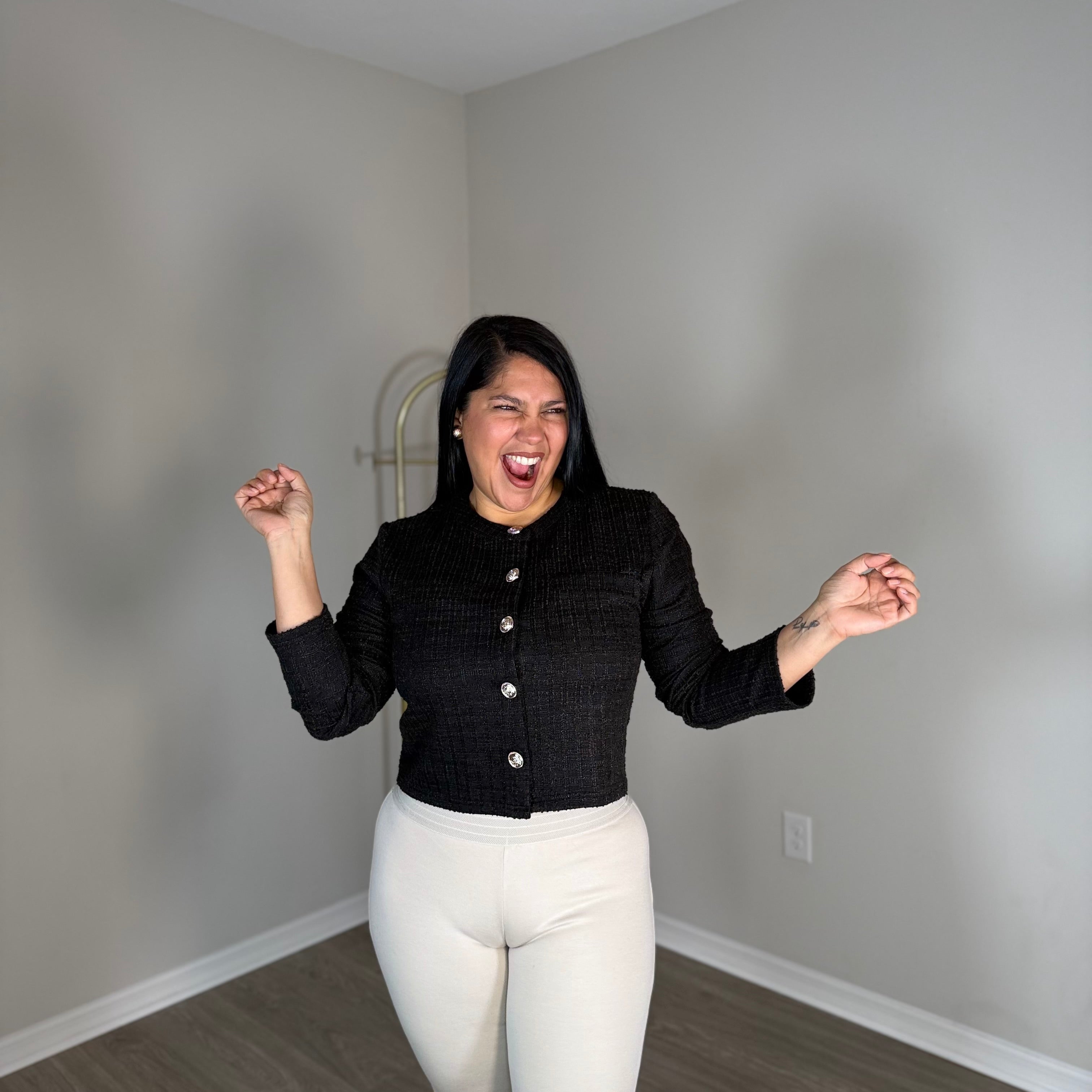 Jacket with gold buttons