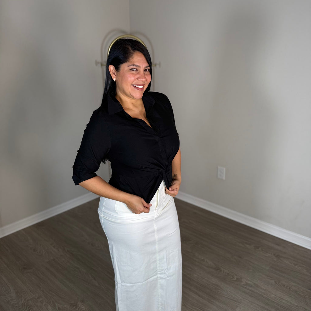 Sweetheart-neckline blouse