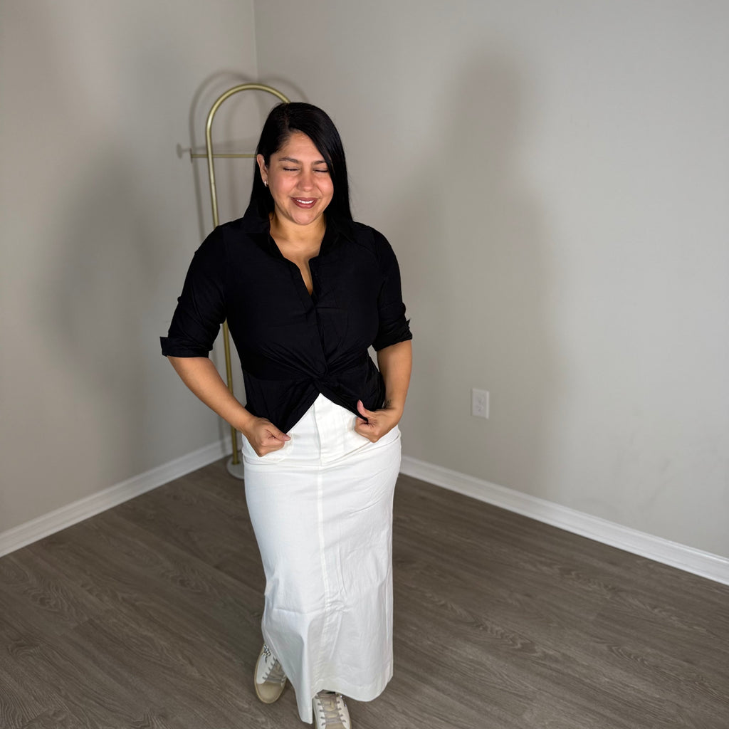 Sweetheart-neckline blouse